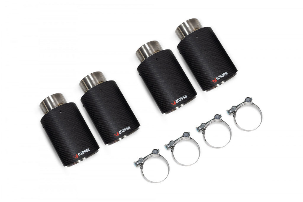 SCORPION EXHAUSTS - REPLACEMENT CARBON ASCARI TIPS FOR SCORPION EXHAUST - QUAD (X4) 100MM