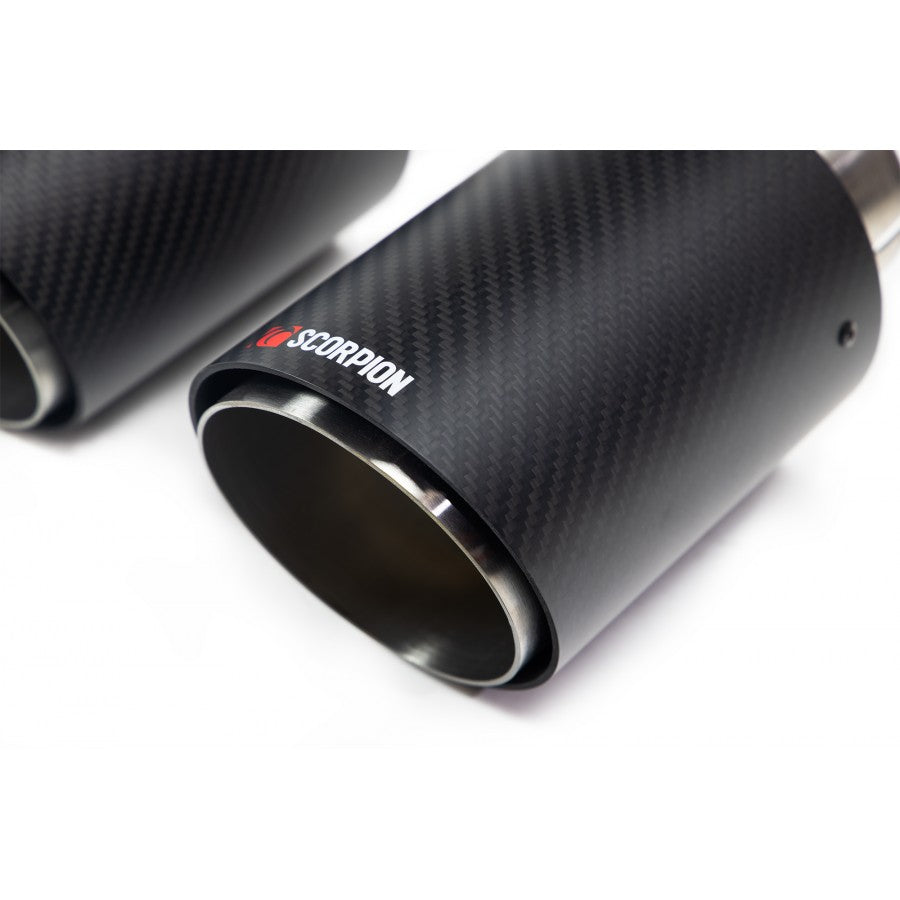 SCORPION EXHAUSTS - REPLACEMENT CARBON ASCARI TIPS FOR SCORPION EXHAUST - TWIN 114MM