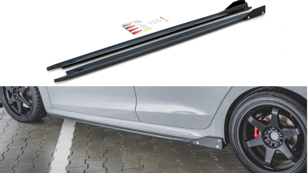 Maxton Design - SIDE SKIRTS DIFFUSERS V.2 + FLAPS SKODA OCTAVIA RS MK4