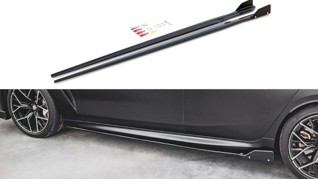 Maxton Design - SIDE SKIRTS DIFFUSERS V.1 + FLAPS BMW M8 GRAN COUPE F93 / 8 GRAN COUPE M-PACK G16
