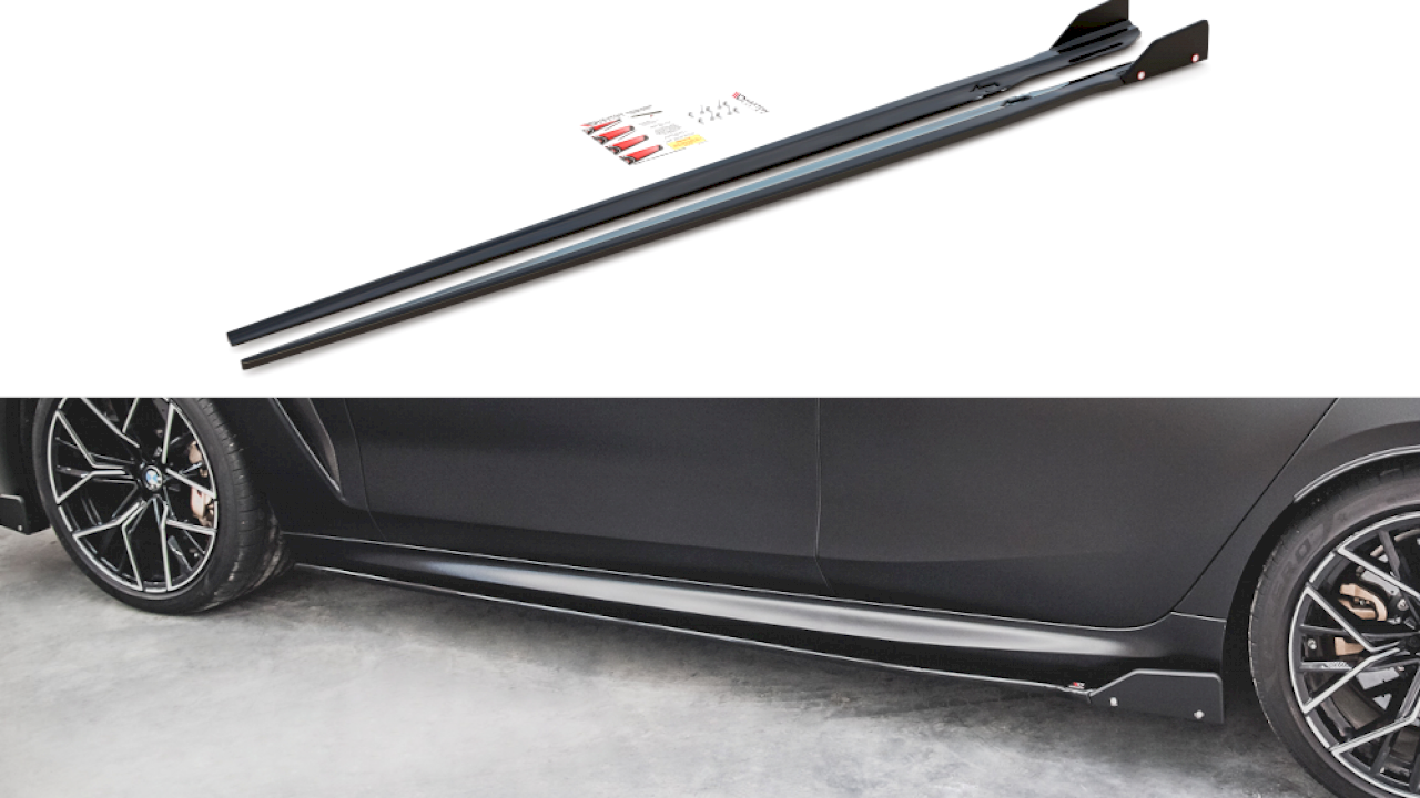 Maxton Design - SIDE SKIRTS DIFFUSERS V.1 + FLAPS BMW M8 GRAN COUPE F93 / 8 GRAN COUPE M-PACK G16