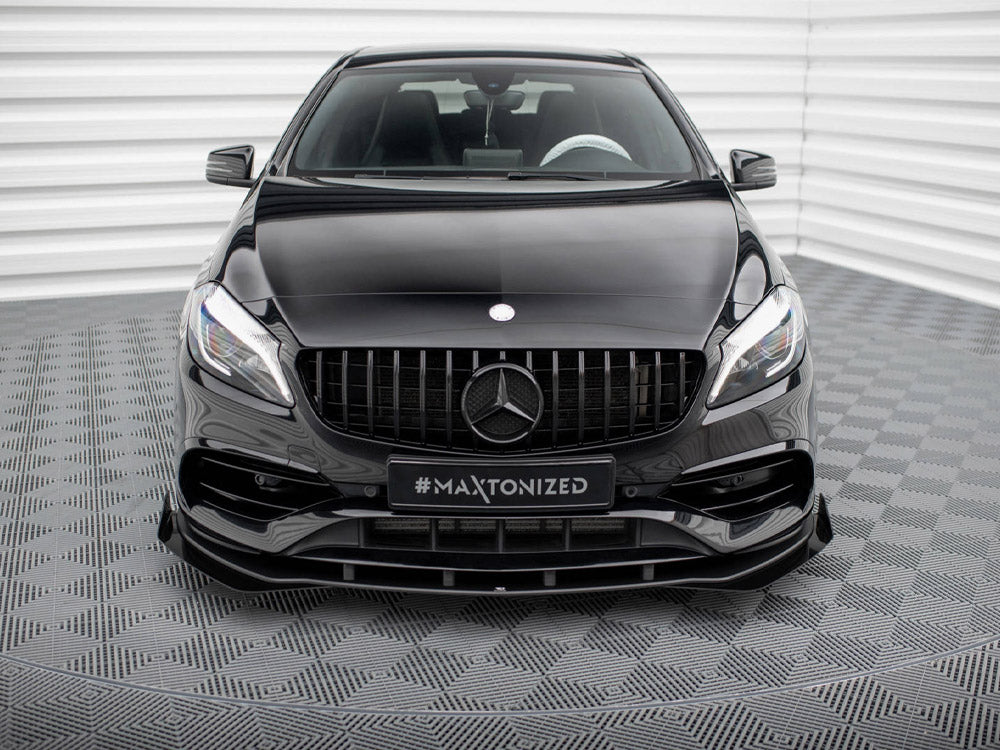 Maxton Design - STREET PRO FRONT SPLITTER + FLAPS MERCEDES-BENZ A AMG-LINE W176 FACELIFT