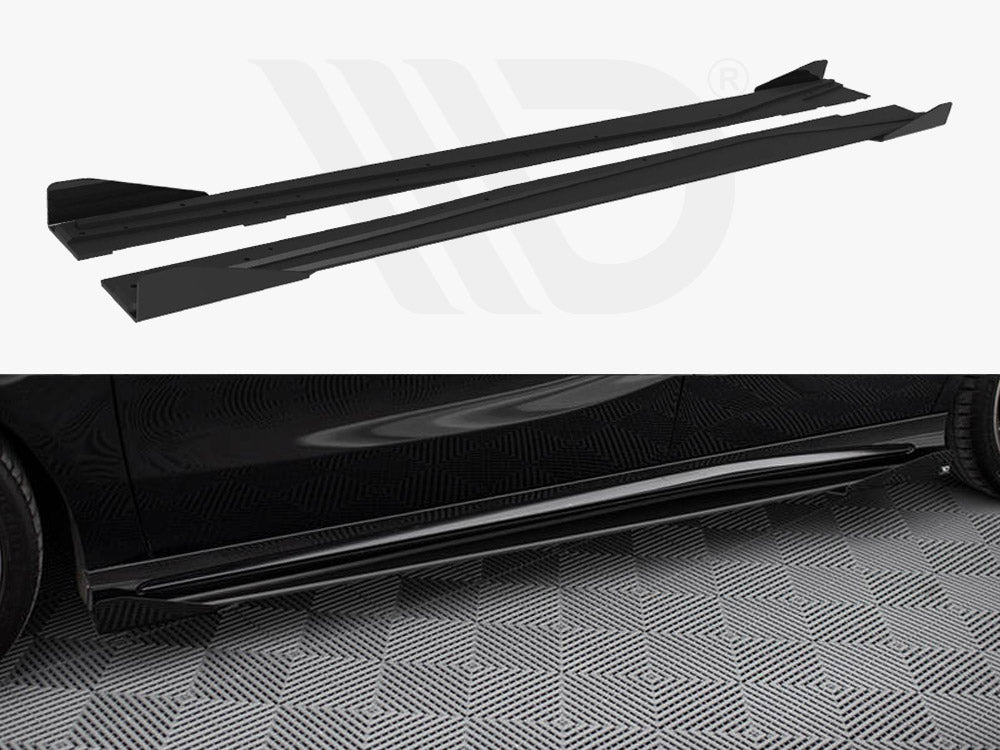 Maxton Design - STREET PRO SIDE SKIRTS DIFFUSERS + FLAPS MERCEDES-BENZ A AMG-LINE W176 FACELIFT