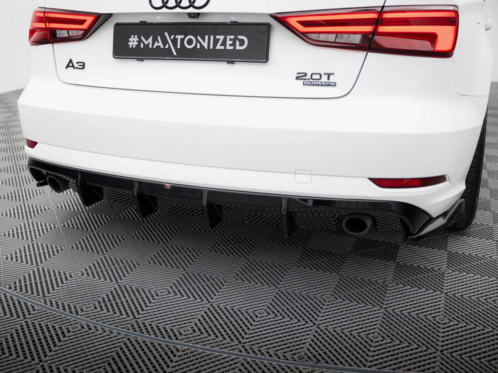 Maxton Design -  Rear Valance Audi A3 Sedan 8V Facelift (Version with single exhaust tips on both sides)