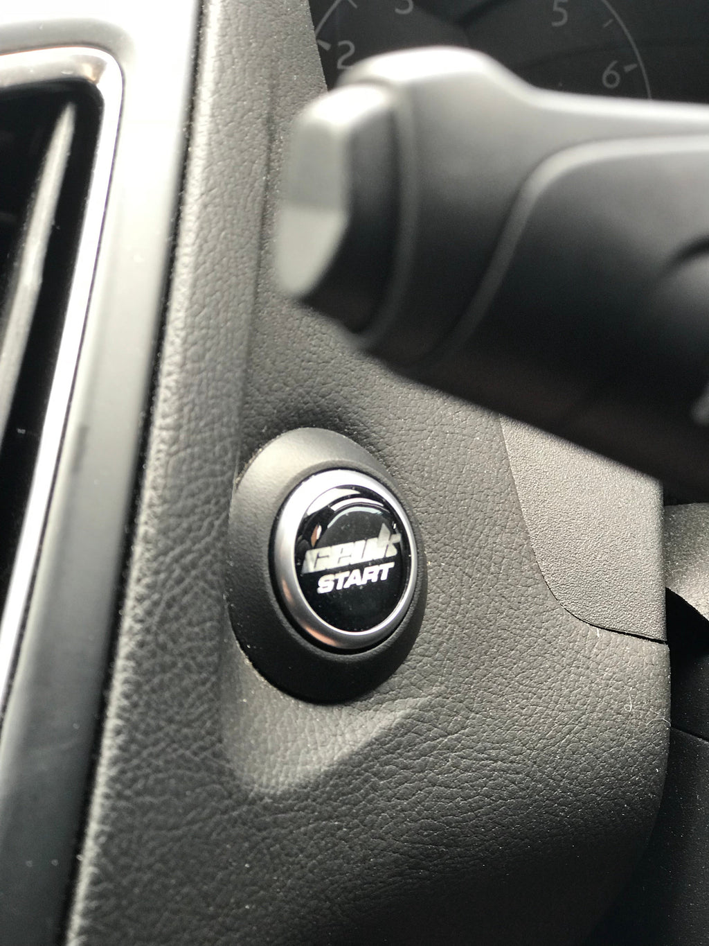 CEUK Logo Start Button Gel Overlay – Black & Chrome for MK7 Fiesta / MK3 Focus