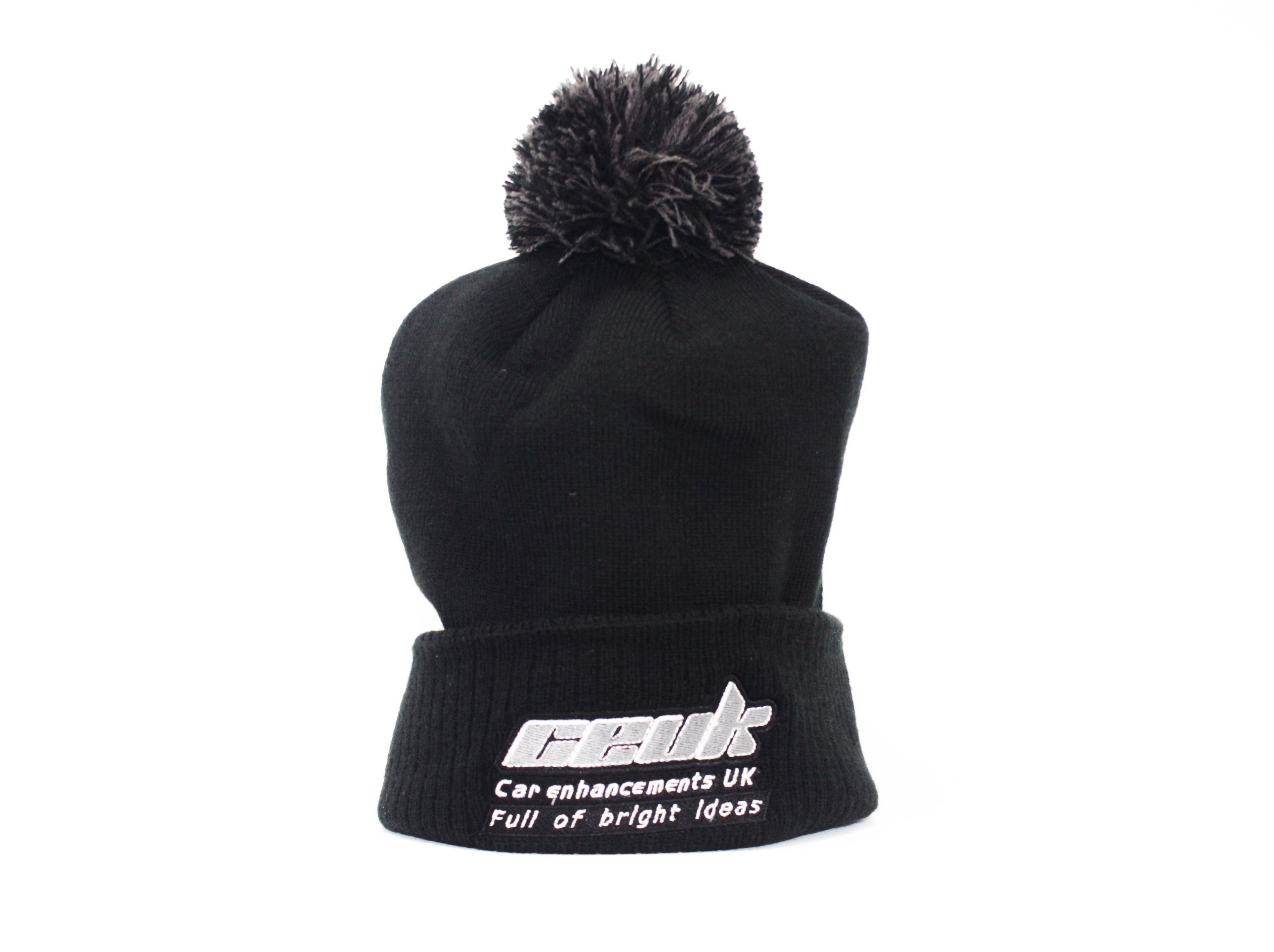Official CEUK Winter Bobble Hat – Black Wool with Embroidered Logo | Optional Air Freshener