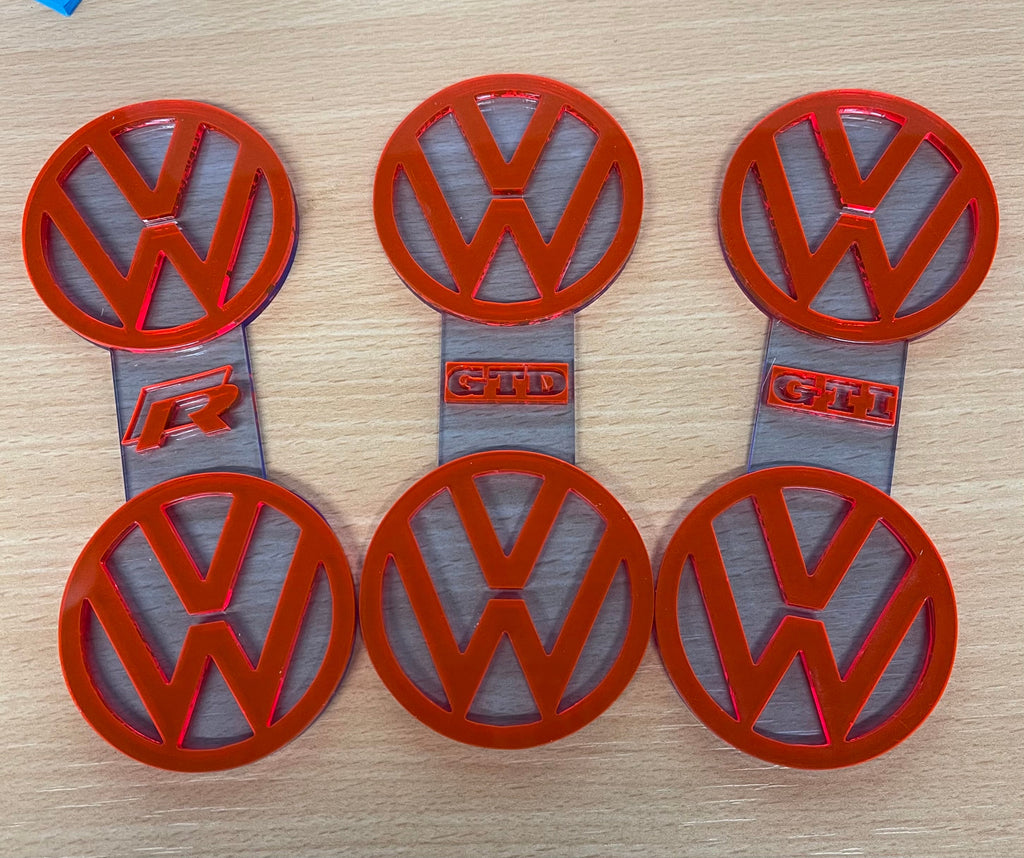 VW Golf MK7 Cup Holder Inserts | GTI, GTD & R Logo Interior Mod