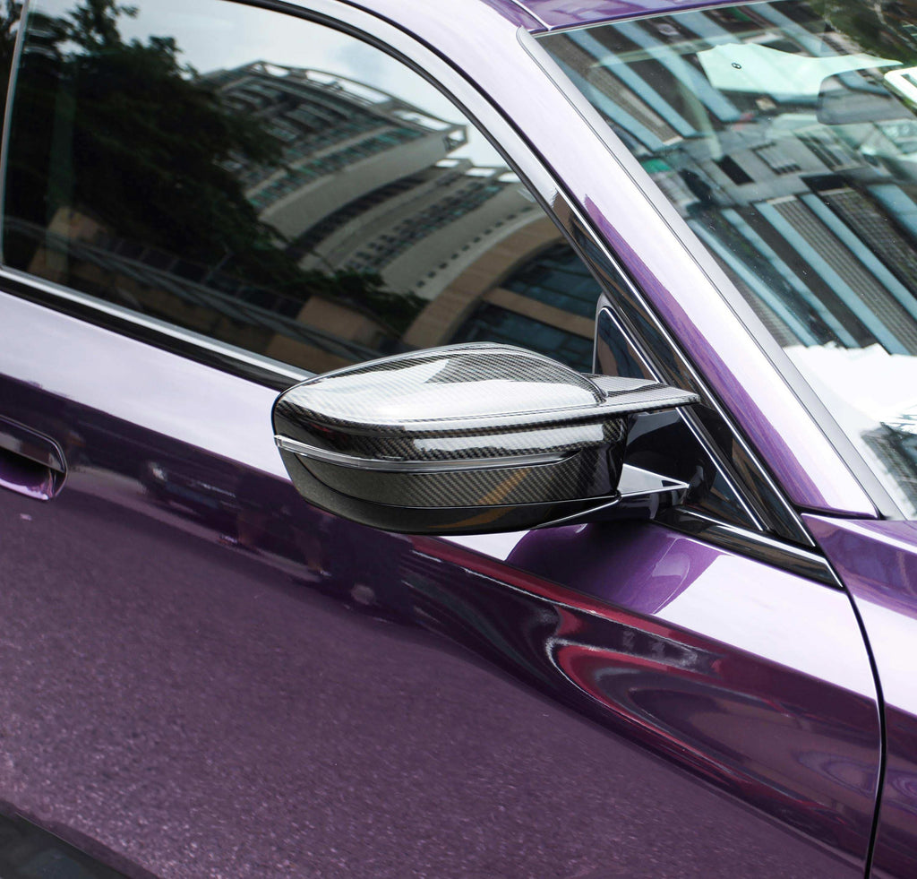 CF Style Pre-Preg Carbon Fibre Replacement Mirror Covers for BMW G22 G23 G26 4 Series i4 LHD 20-26